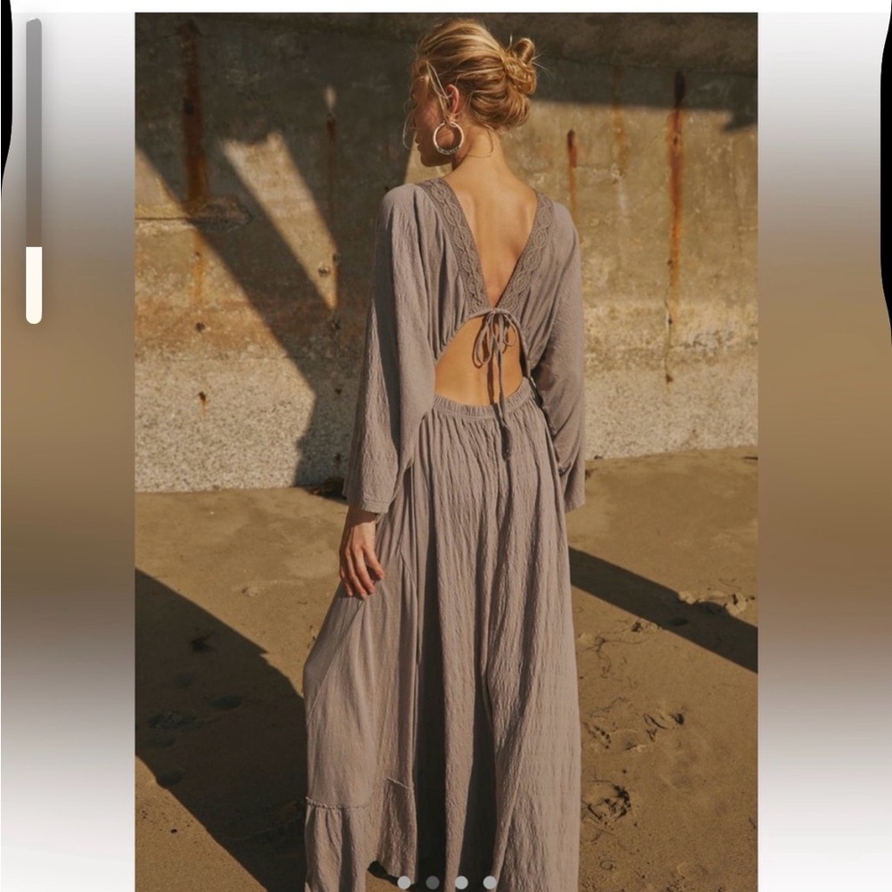 FP Eliza maxi dress in Phantom Elegant Backless tan-Gray Maxi Dress